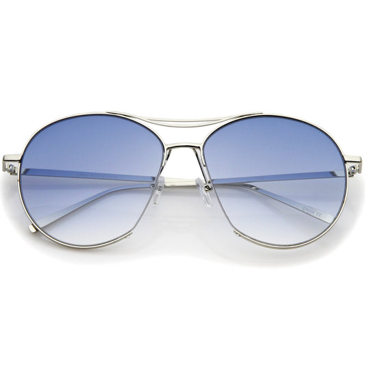 Oversize Thin Metal Flat Gradient Flat Lens Sunglasses A845