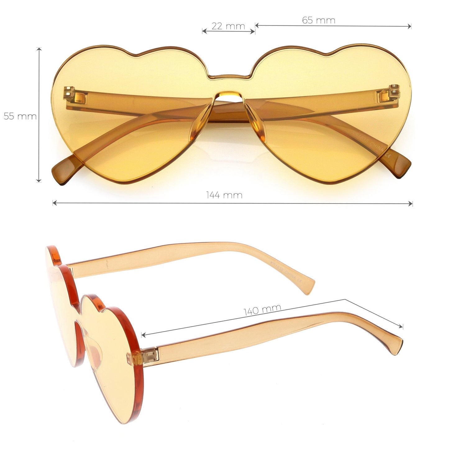 Women's Heart Shape Color Tone Monoblock Sunglasses C578