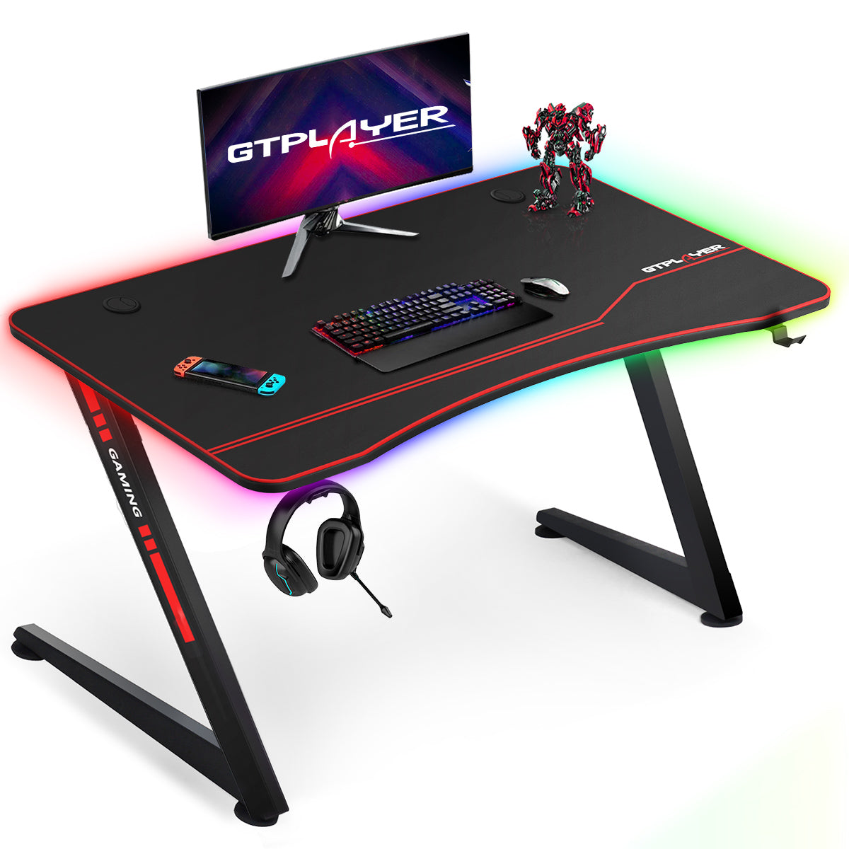 Z -Shaped Series RGB Gaming Desk Z09