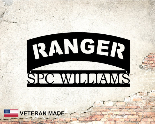 Ranger Personalized Metal Sign with Rank and Name