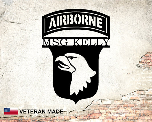 101st Airborne Personalized Metal Sign with Rank and Name