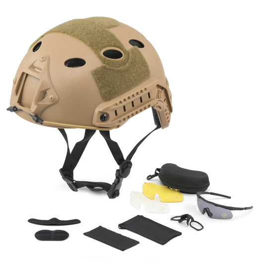 BJ Type Tactical Helmet and Goggles for Outdoor Sports Hunting Shooting