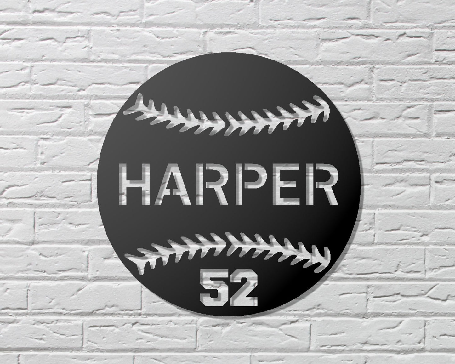 Baseball Personalized Round Metal Sign with Name and Number