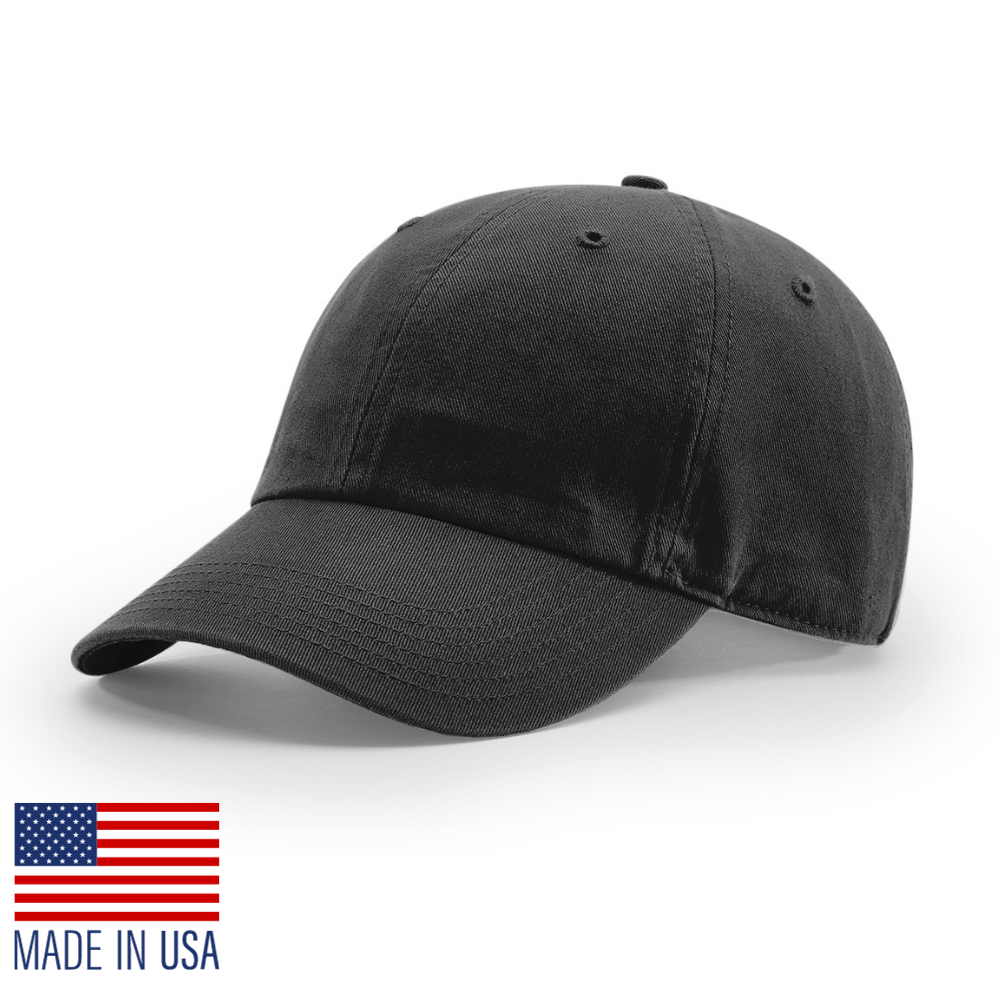 0313 Blackout Unstructured Hat with embroidery- Black Hat w/ Black