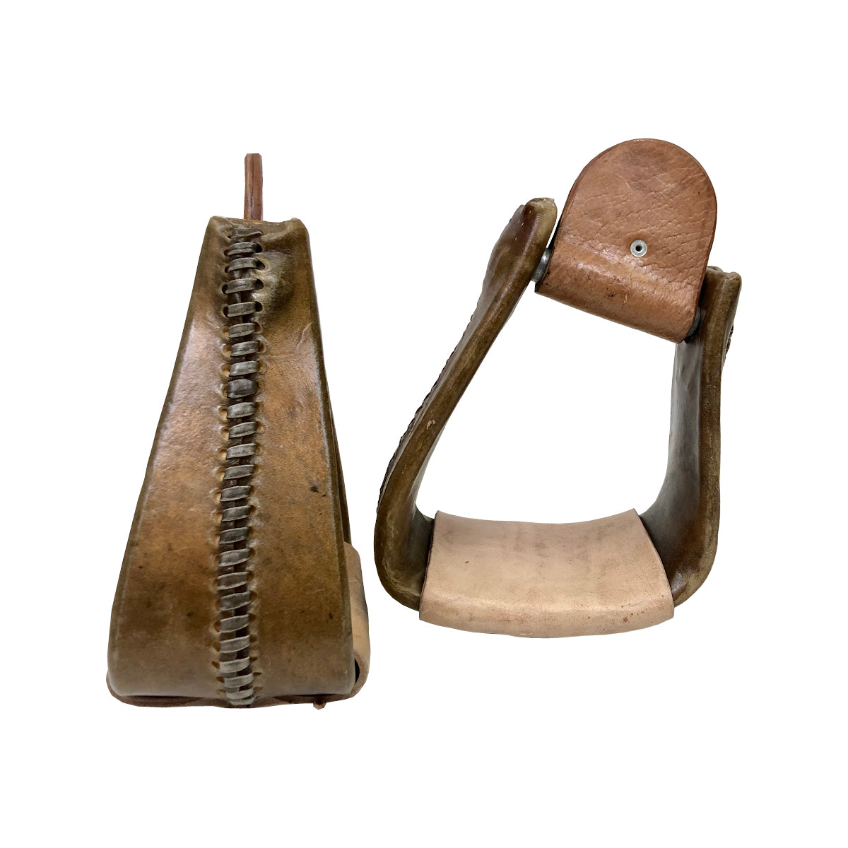 4" Natural Rawhide Slanted  Roper Stirrups