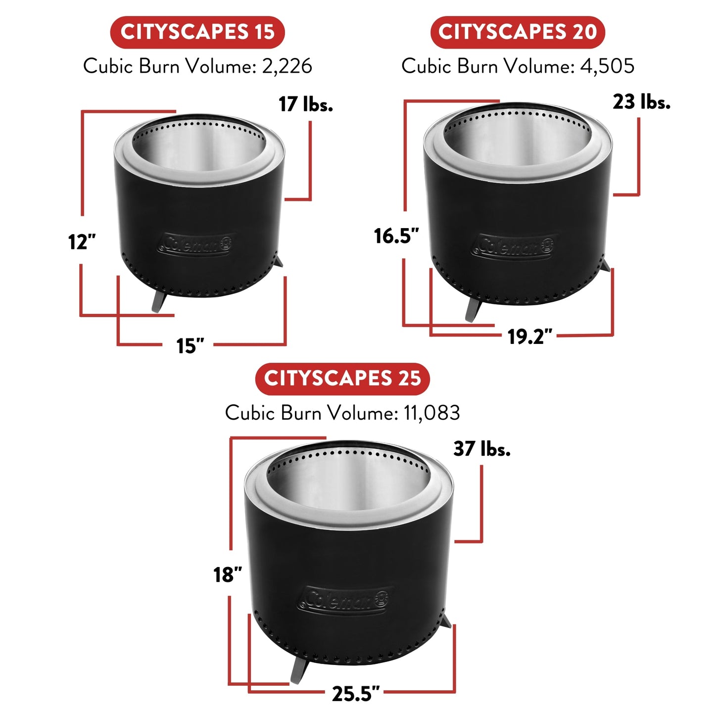 Coleman® Cityscapes™ 25 Smokeless Fire Pit - SHIPS 11/10/2024