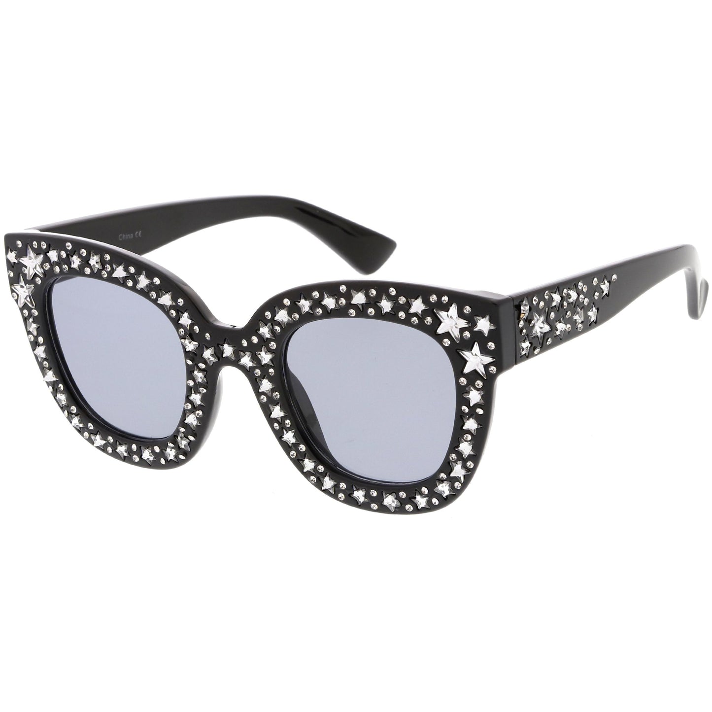 Women's Trendy Star Rhinestone Horned Rim Sunglasses C579