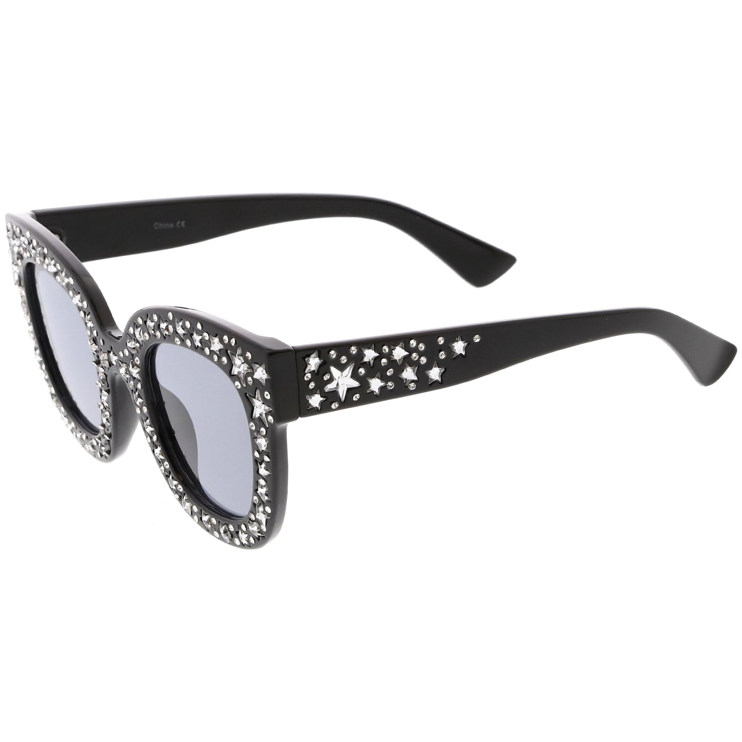 Women's Trendy Star Rhinestone Horned Rim Sunglasses C579