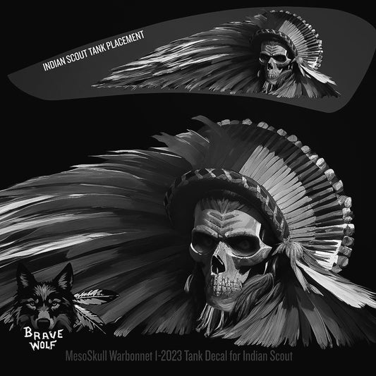 MesoSkull-2023 - Indian Scout Tank Decal-B&W