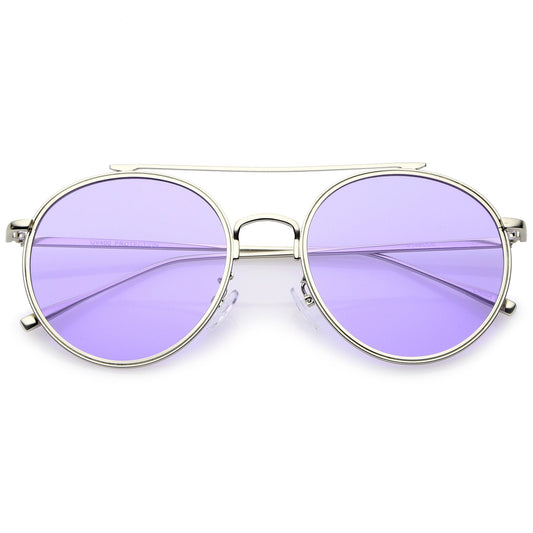 Modern Slim Round Color Tone Aviator Sunglasses A871