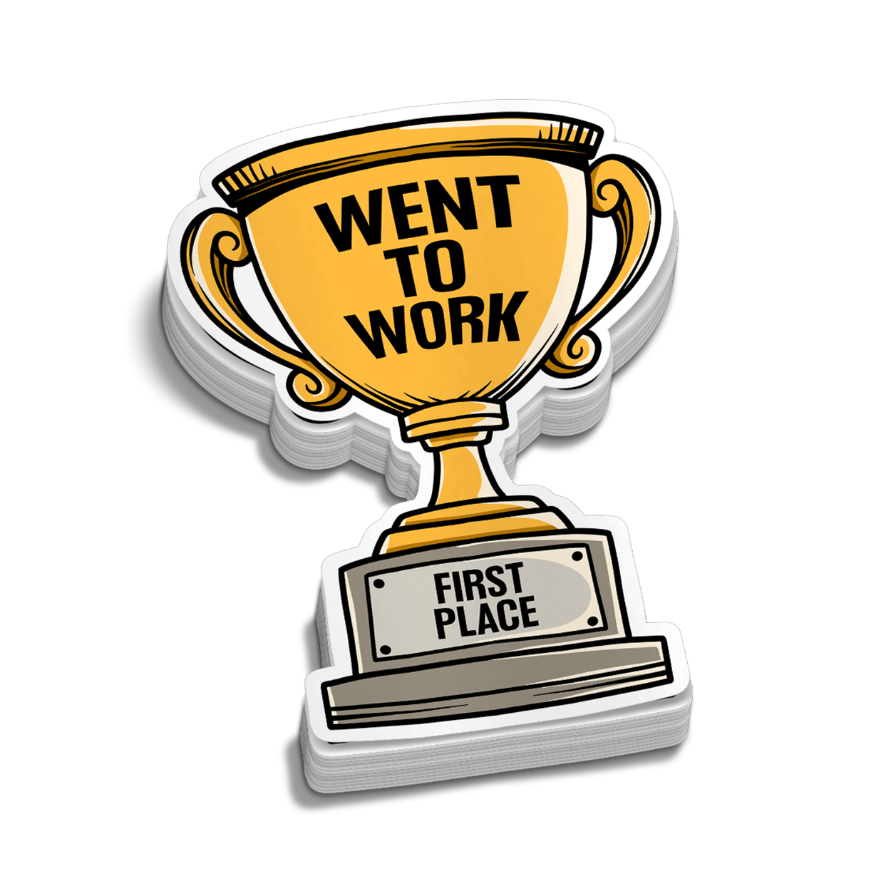 Went To Work Trophy Hard Hat Decal