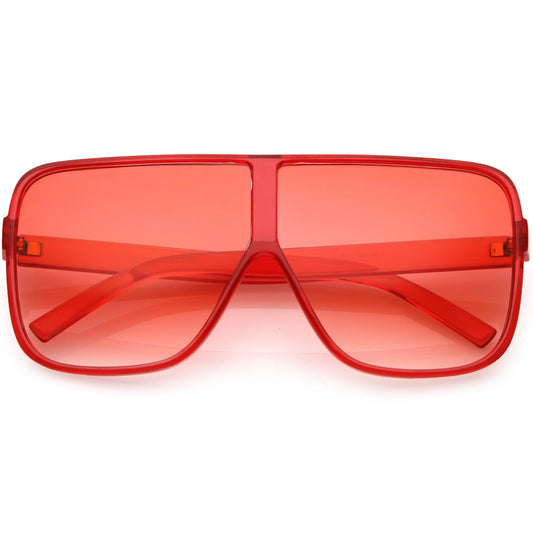 Oversize Festival Flat Top Translucent Color Tone Sunglasses C582