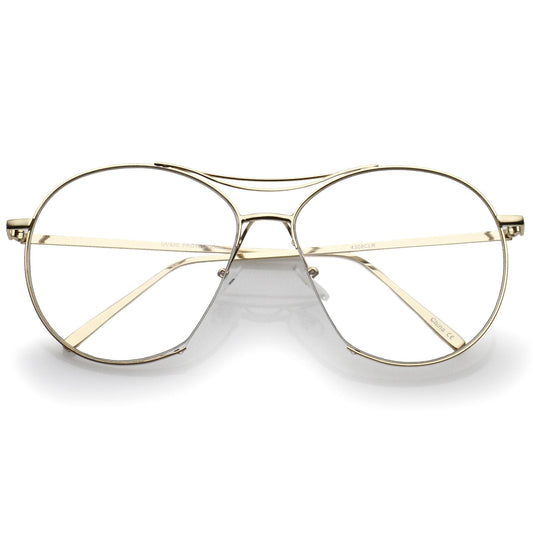 Oversize Retro Modern Clear Lens Aviator Glasses C132