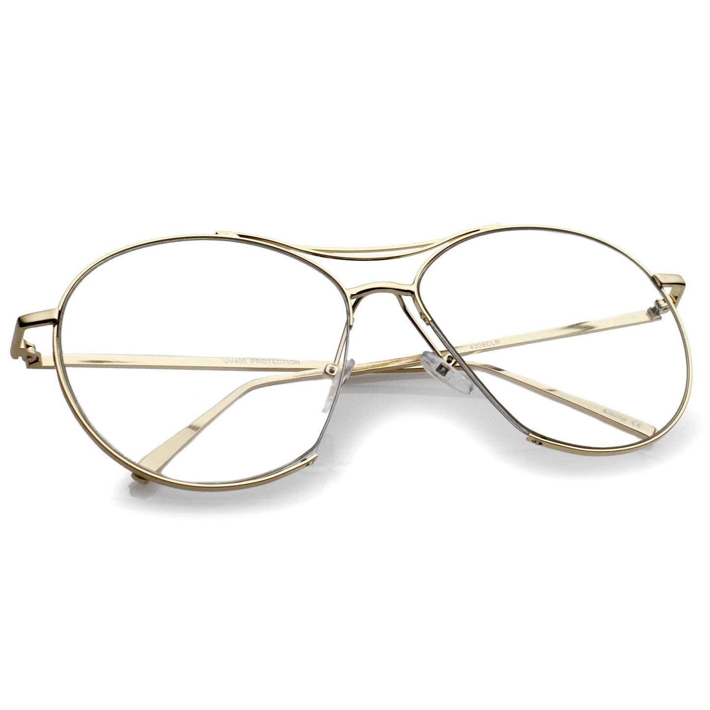 Oversize Retro Modern Clear Lens Aviator Glasses C132