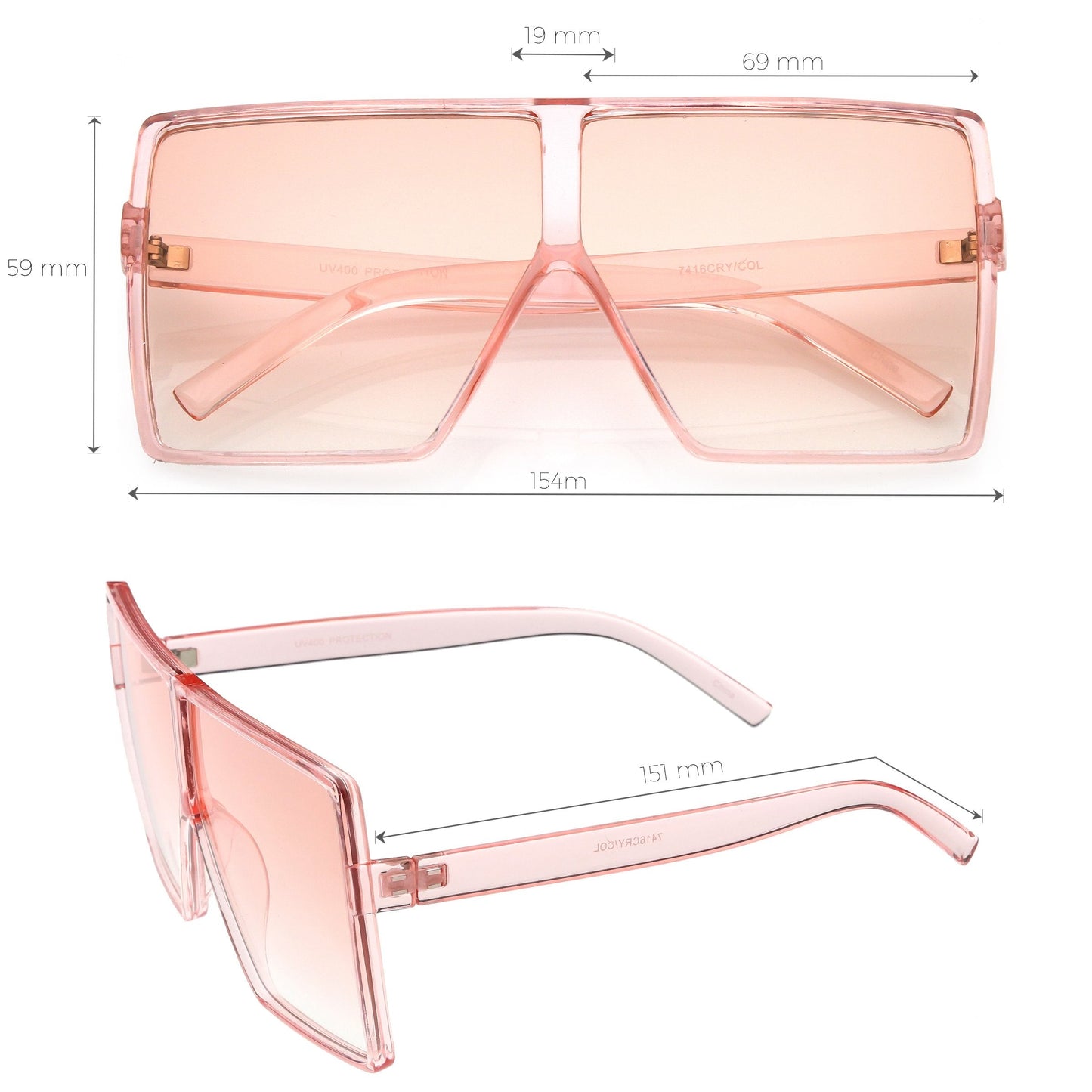 Women's Oversize Festival Color Tone Square Sunglasses C581