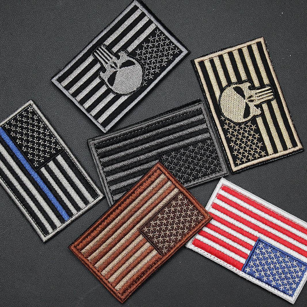 6 American Flag Morale Patch Bundle (Embroidered)