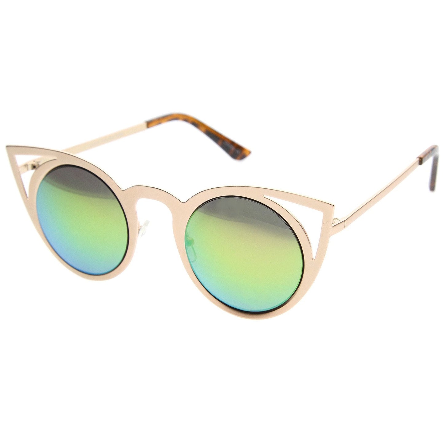 Women's Laser Cut Round Metal Mirror Lens Sunglasses A102