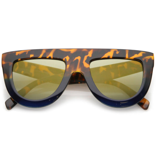 Oversize Retro Modern Flat Top Mirrored Lens Sunglasses C275