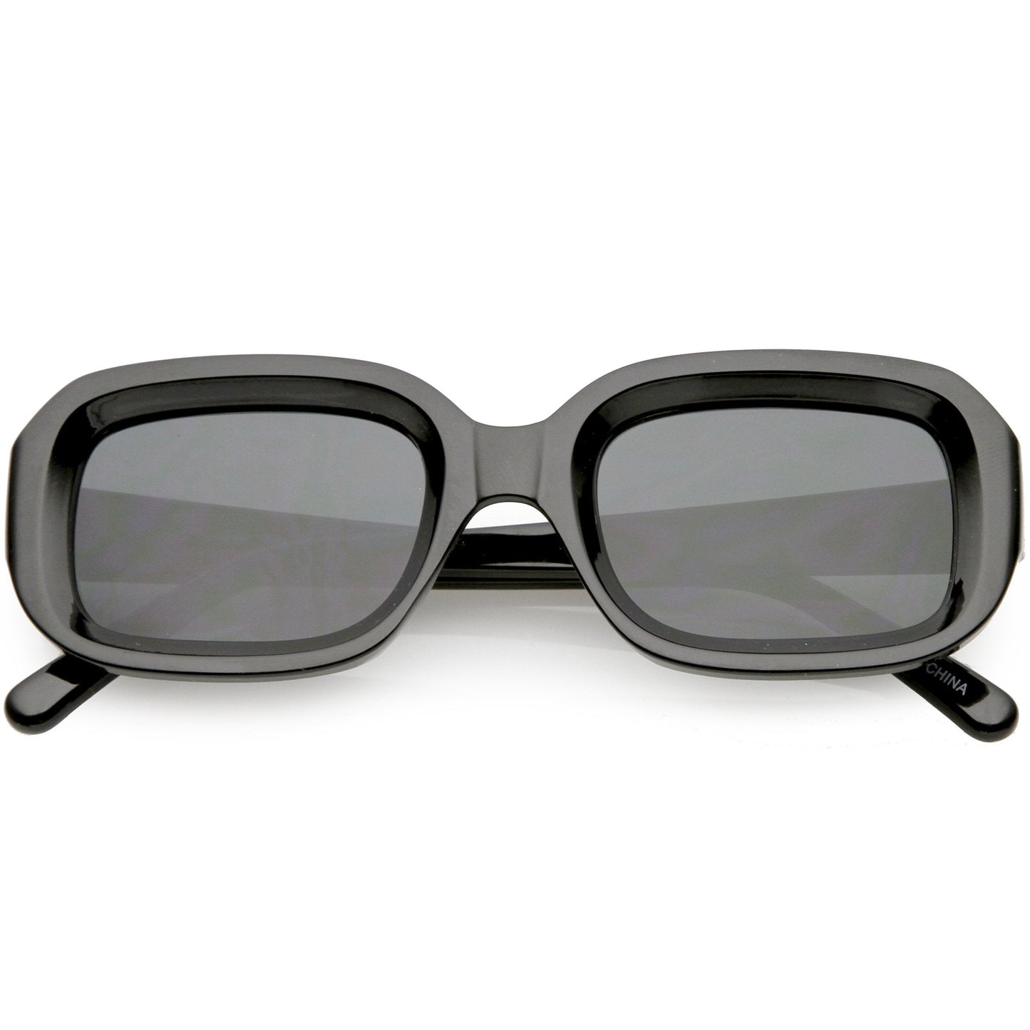 Artistic Retro Modern Deep Rectangle Block Flat Lens Sunglasses C673