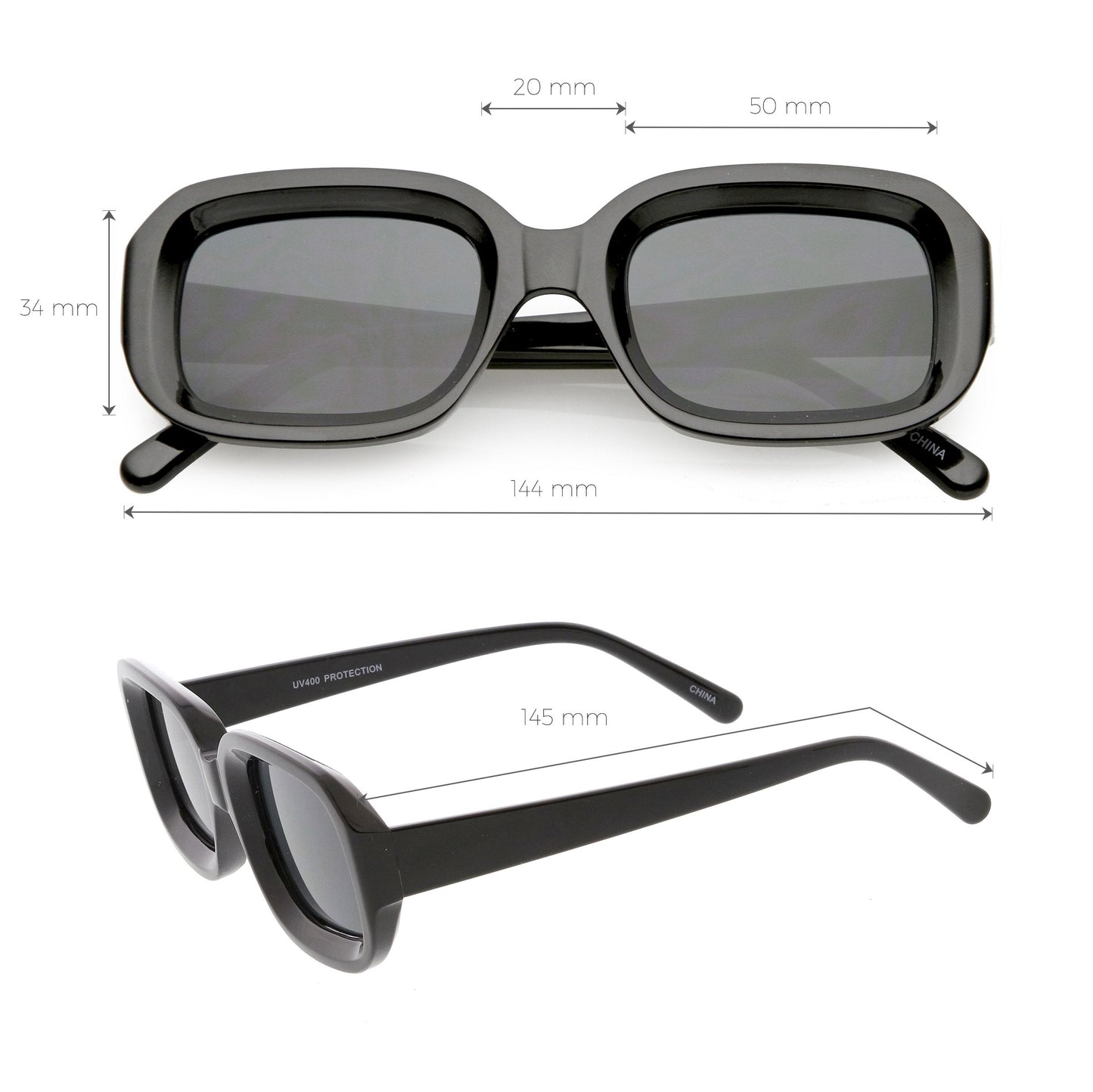 Artistic Retro Modern Deep Rectangle Block Flat Lens Sunglasses C673