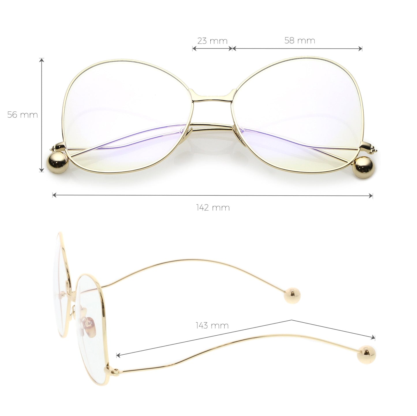 Women's Vintage Oversize Butterfly Clear Lens Glasses C418