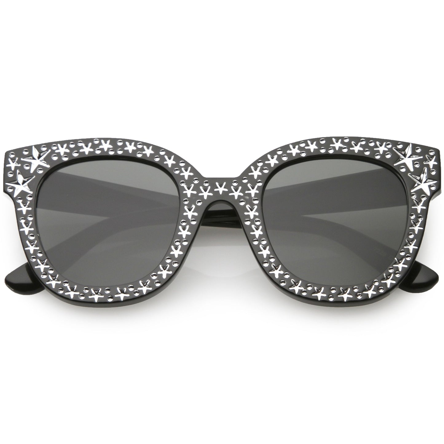 Oversize Novelty Star Embellished Horned Rim Sunglasses C683