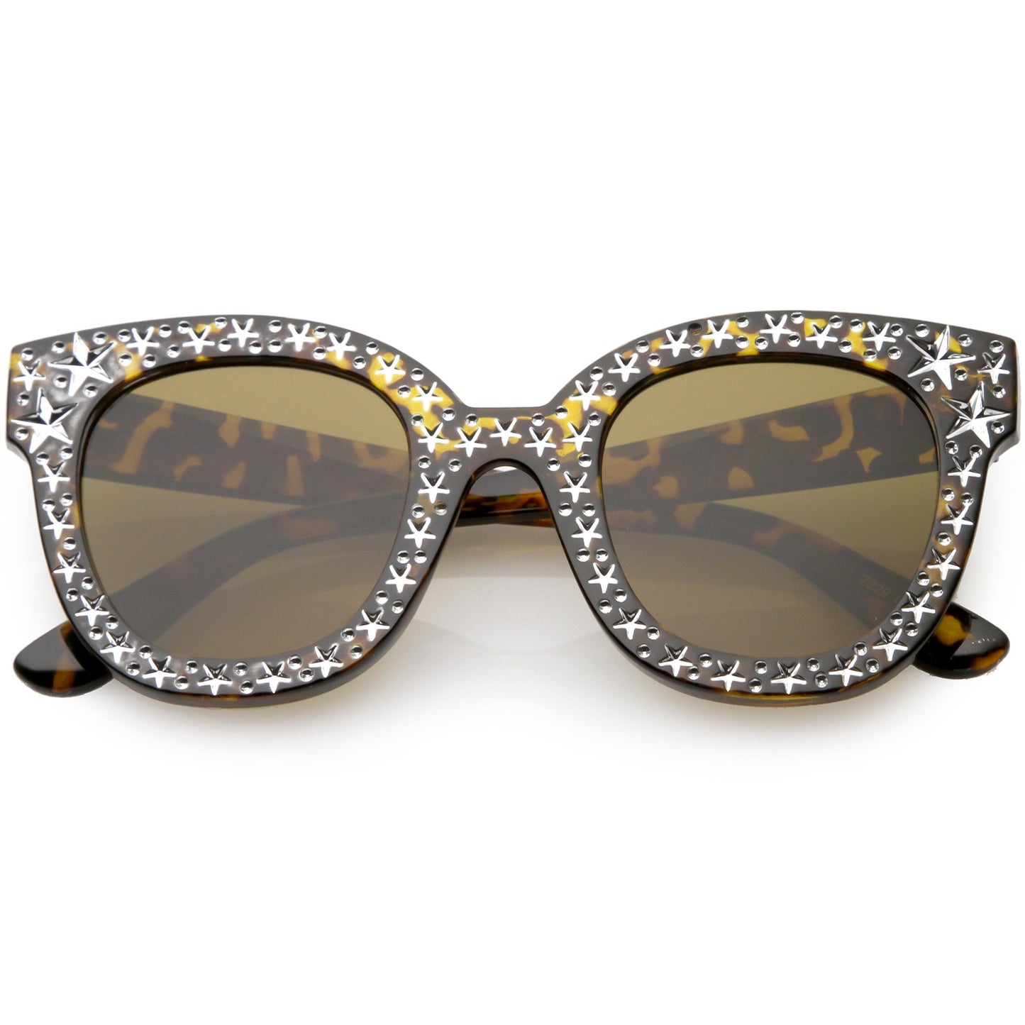 Oversize Novelty Star Embellished Horned Rim Sunglasses C683