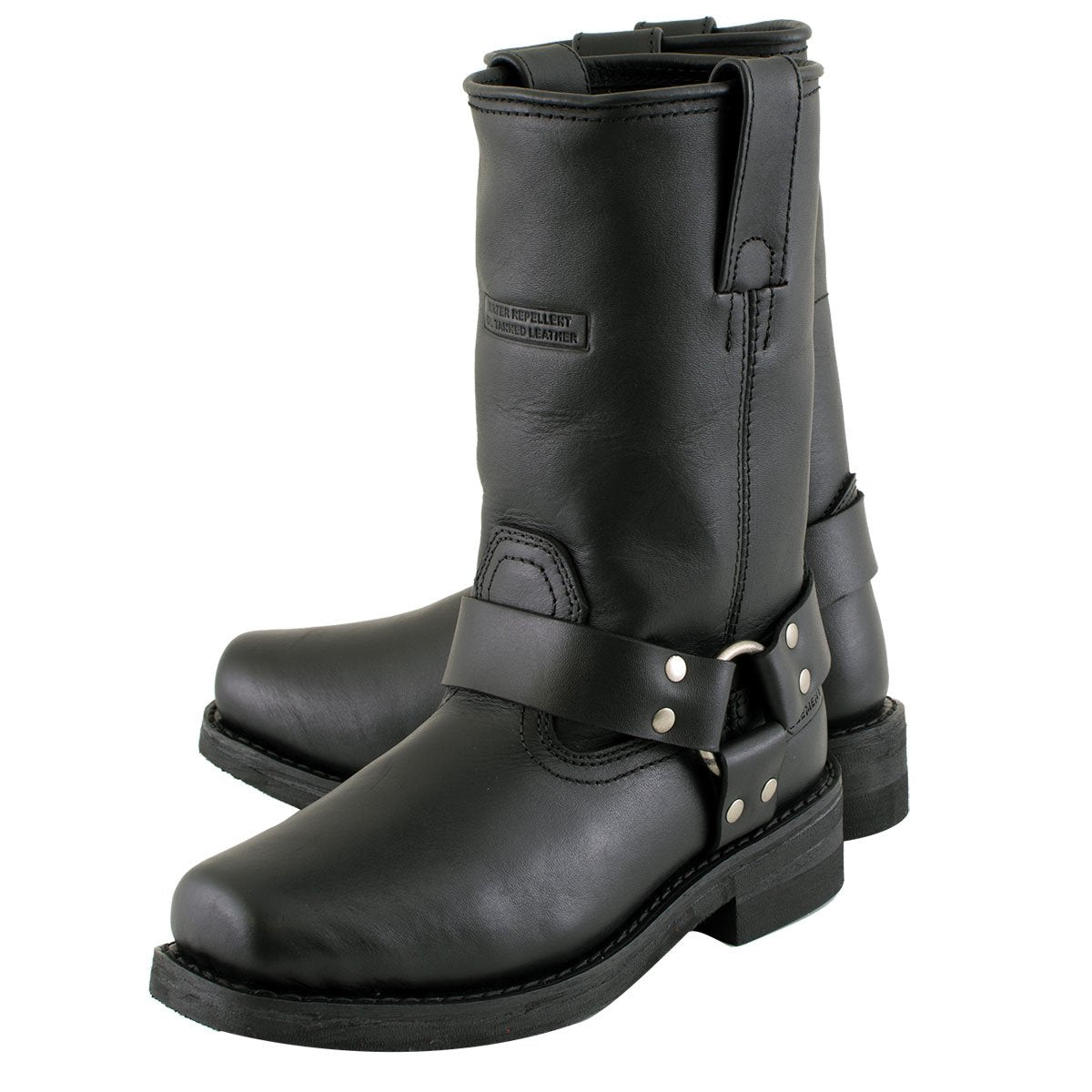 Xelement 2442 Women's Black 'Classic' Full Grain Leather Harness Motorcycle Rider Boots