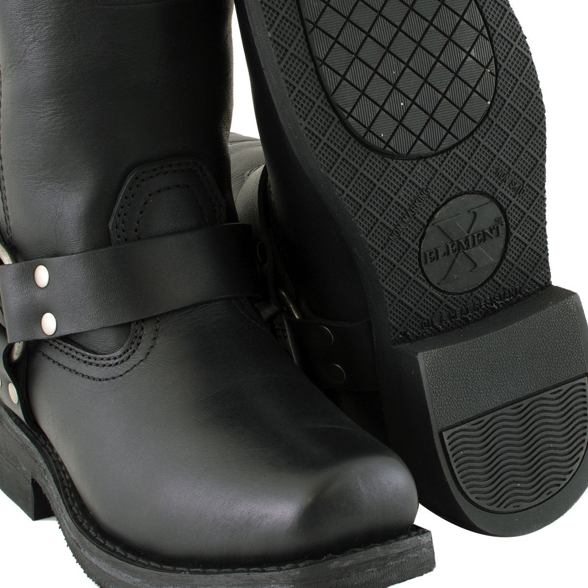 Xelement 2442 Women's Black 'Classic' Full Grain Leather Harness Motorcycle Rider Boots