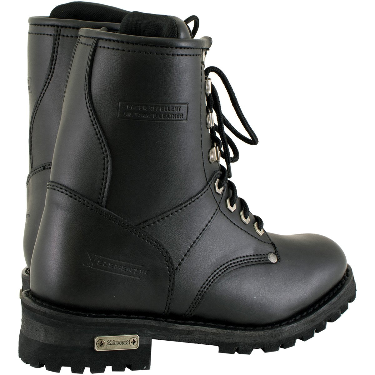 Xelement 2446 Women's 'Vigilant' Black Leather Logger Style Motorcycle Rider Boots with Inside Zipper