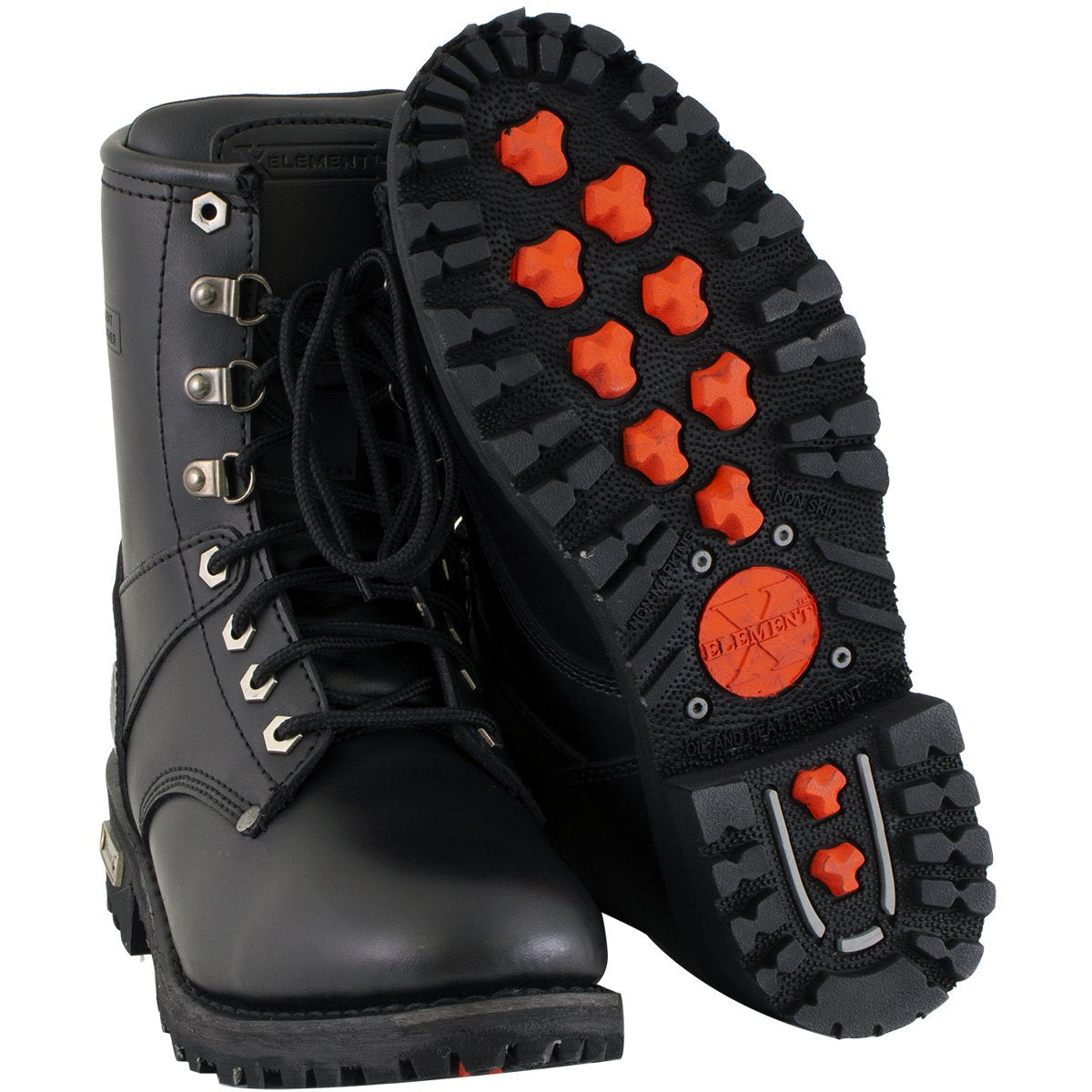 Xelement 2446 Women's 'Vigilant' Black Leather Logger Style Motorcycle Rider Boots with Inside Zipper