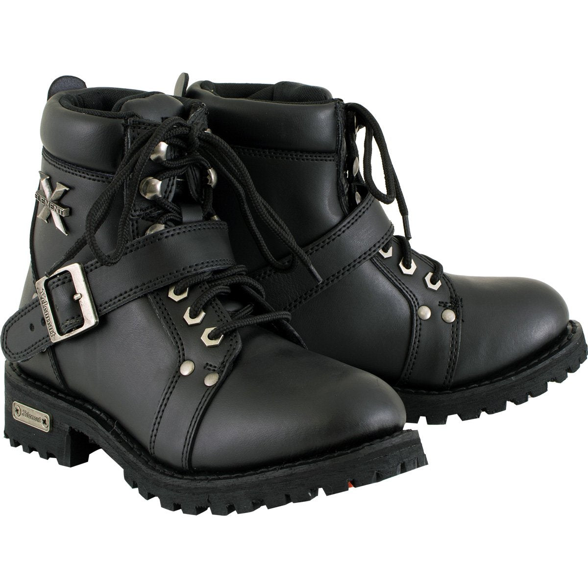 Xelement 2469 Women's 'Ultimate' Black Leather Advanced Lace-Up Motorcycle Biker Boots