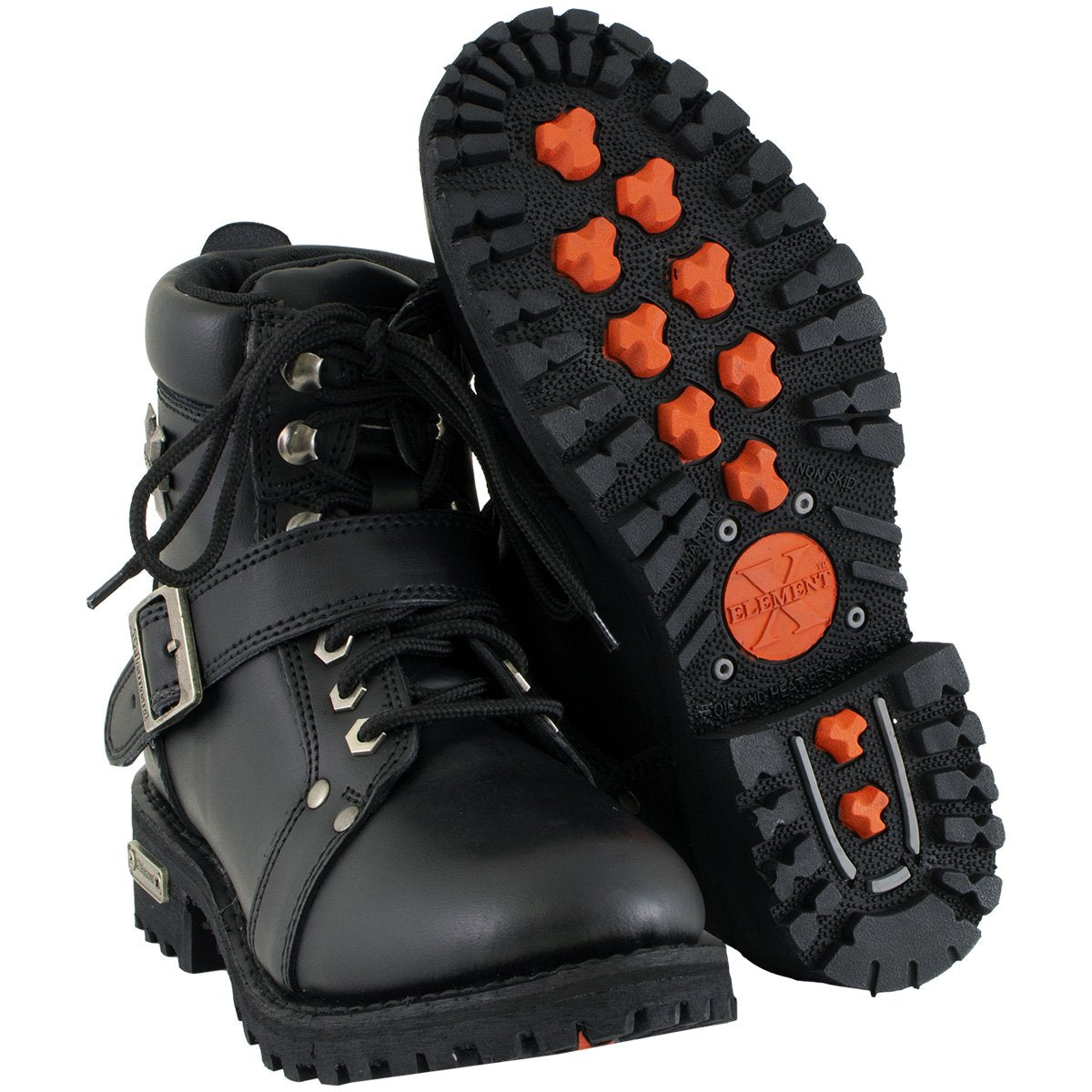 Xelement 2469 Women's 'Ultimate' Black Leather Advanced Lace-Up Motorcycle Biker Boots