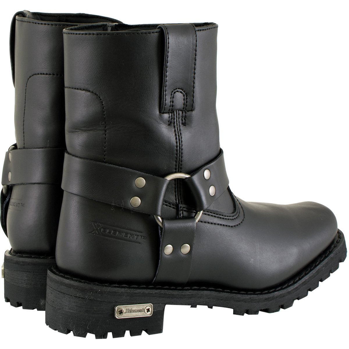 Xelement 2502 Women's 'Shorty' Black Leather Zipper Harness Motorcycle Rider Boots