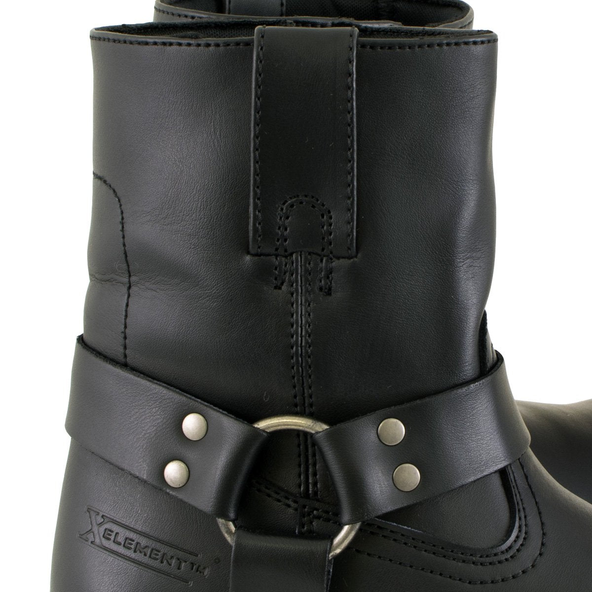 Xelement 2502 Women's 'Shorty' Black Leather Zipper Harness Motorcycle Rider Boots