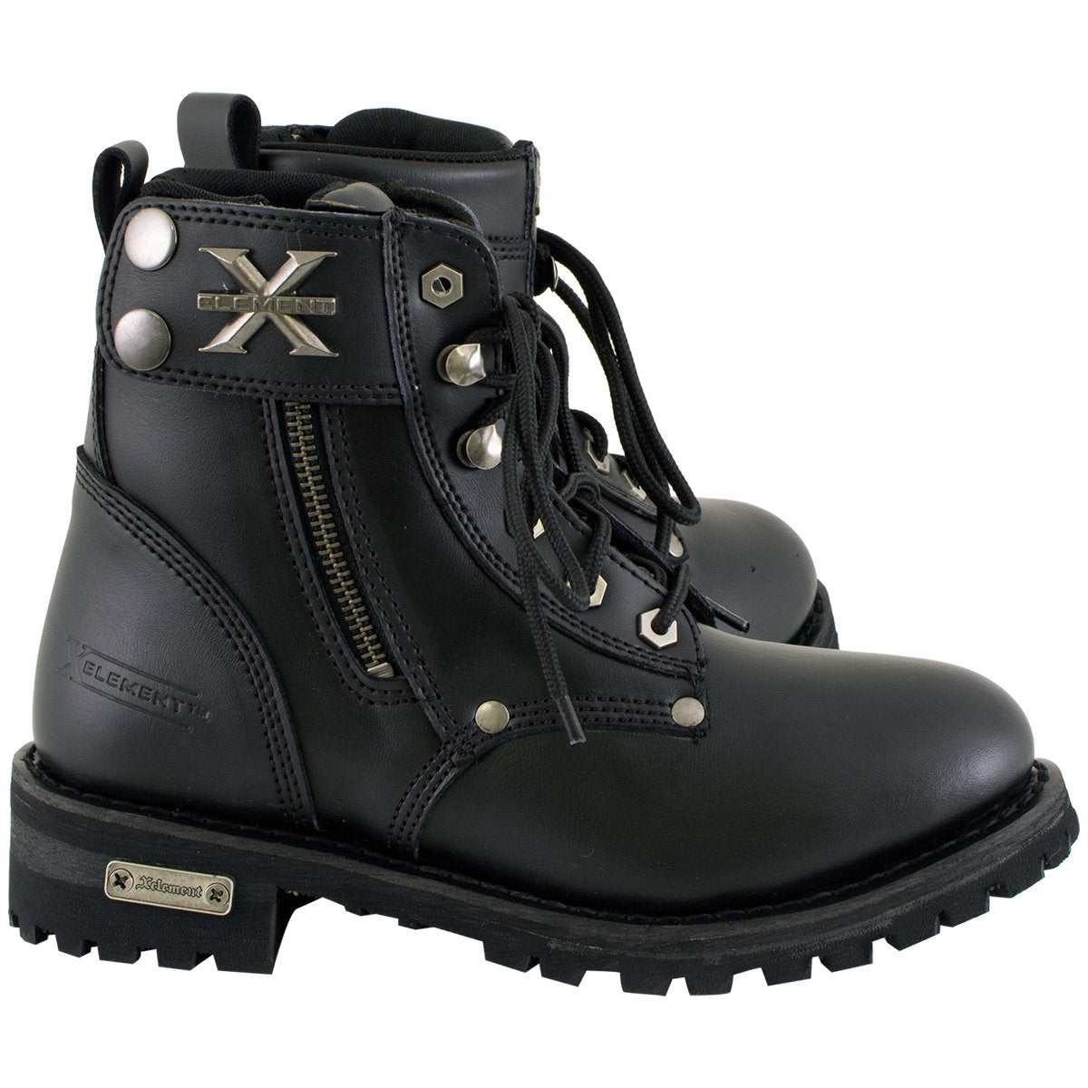 Xelement 2505 Women's 'Righteous' Black Leather Zippered Motorcycle Boots