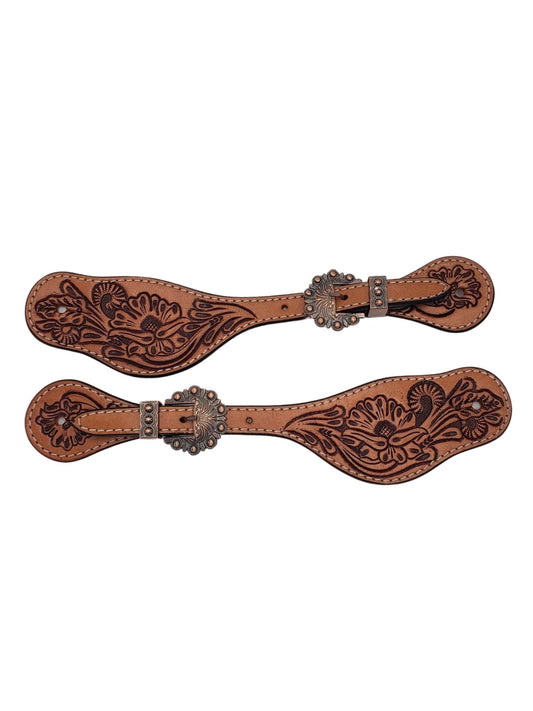 Floral Tooled Spur Straps