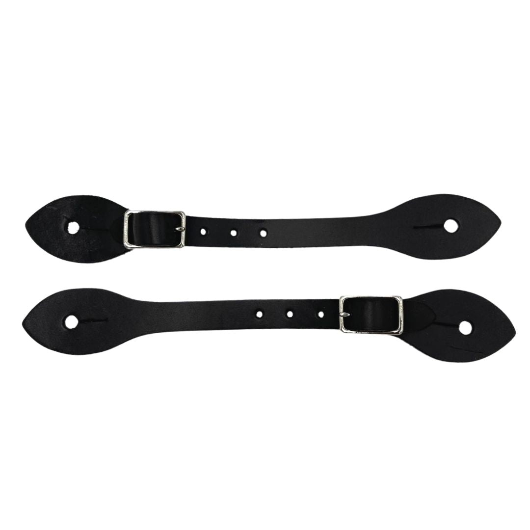 Black Leather Spur Straps