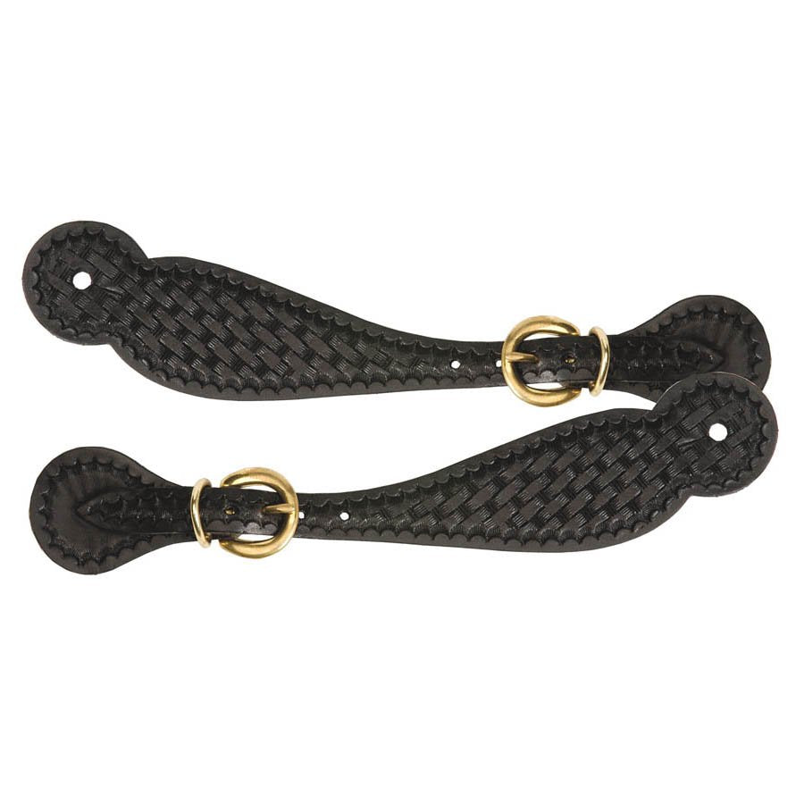 Black Leather Basket Spur Straps