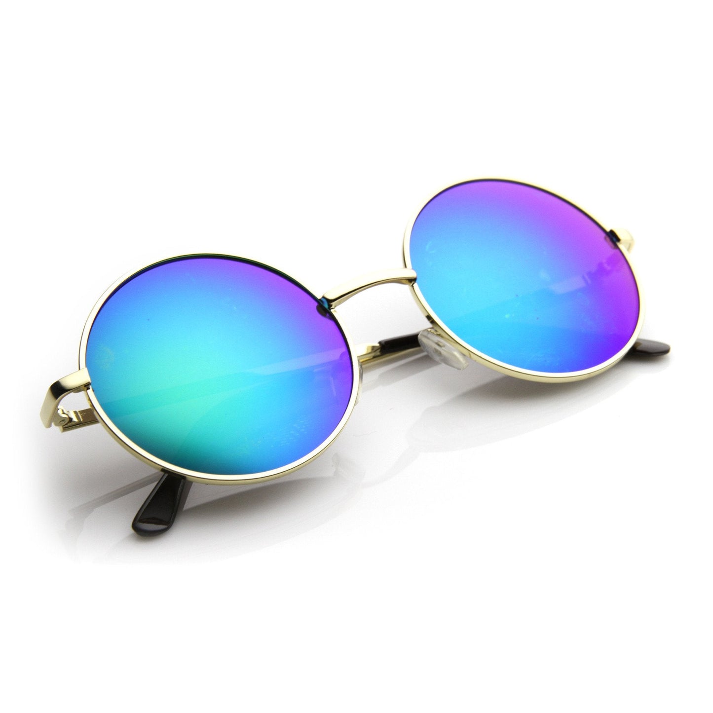 Retro Hippie Round Flash Mirror Lens Metal Sunglasses 9636