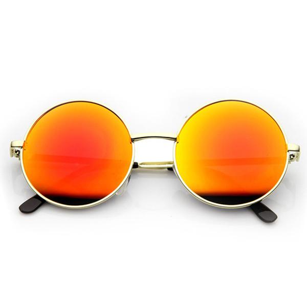 Retro Hippie Round Flash Mirror Lens Metal Sunglasses 9636