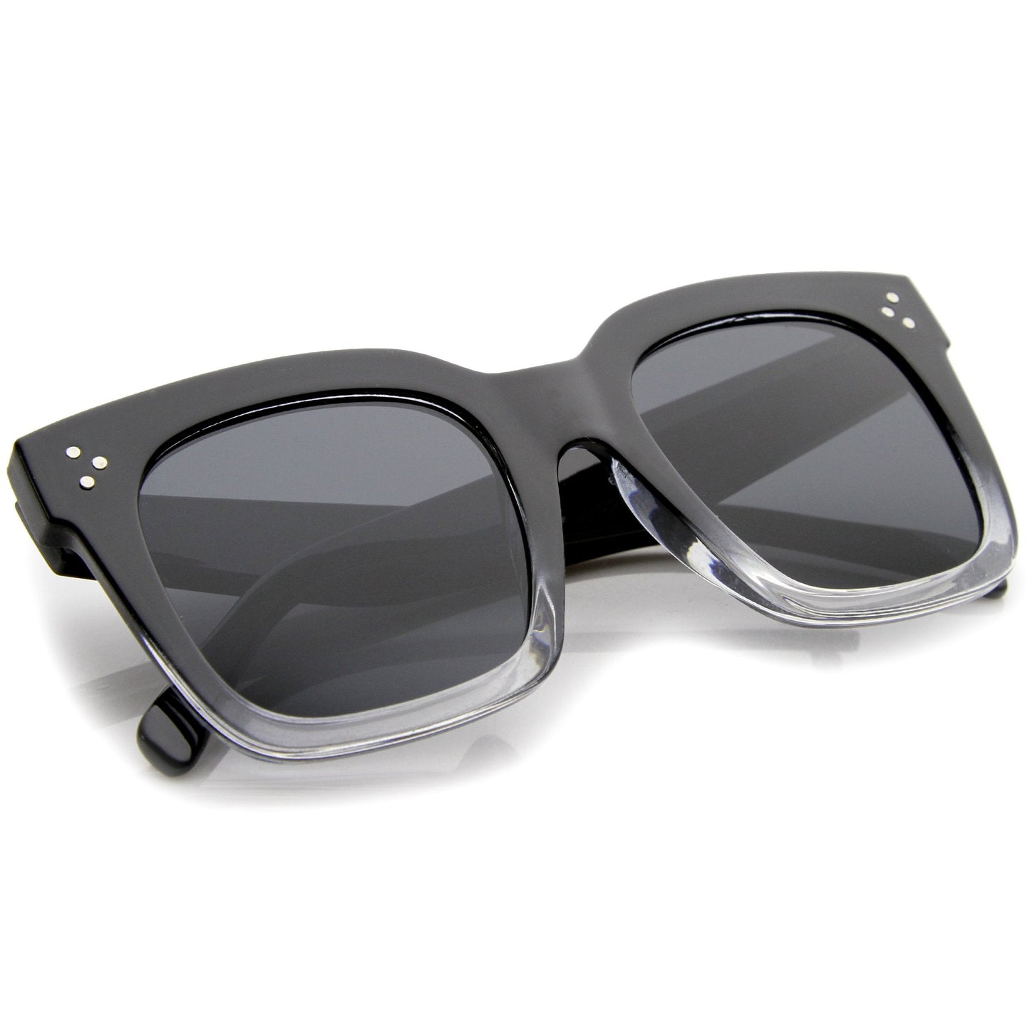 Bold Oversize Square Horned Rim Flat Lens Sunglasses A252