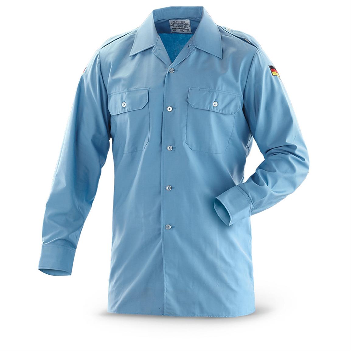 German Blue Naval Button Up Shirt