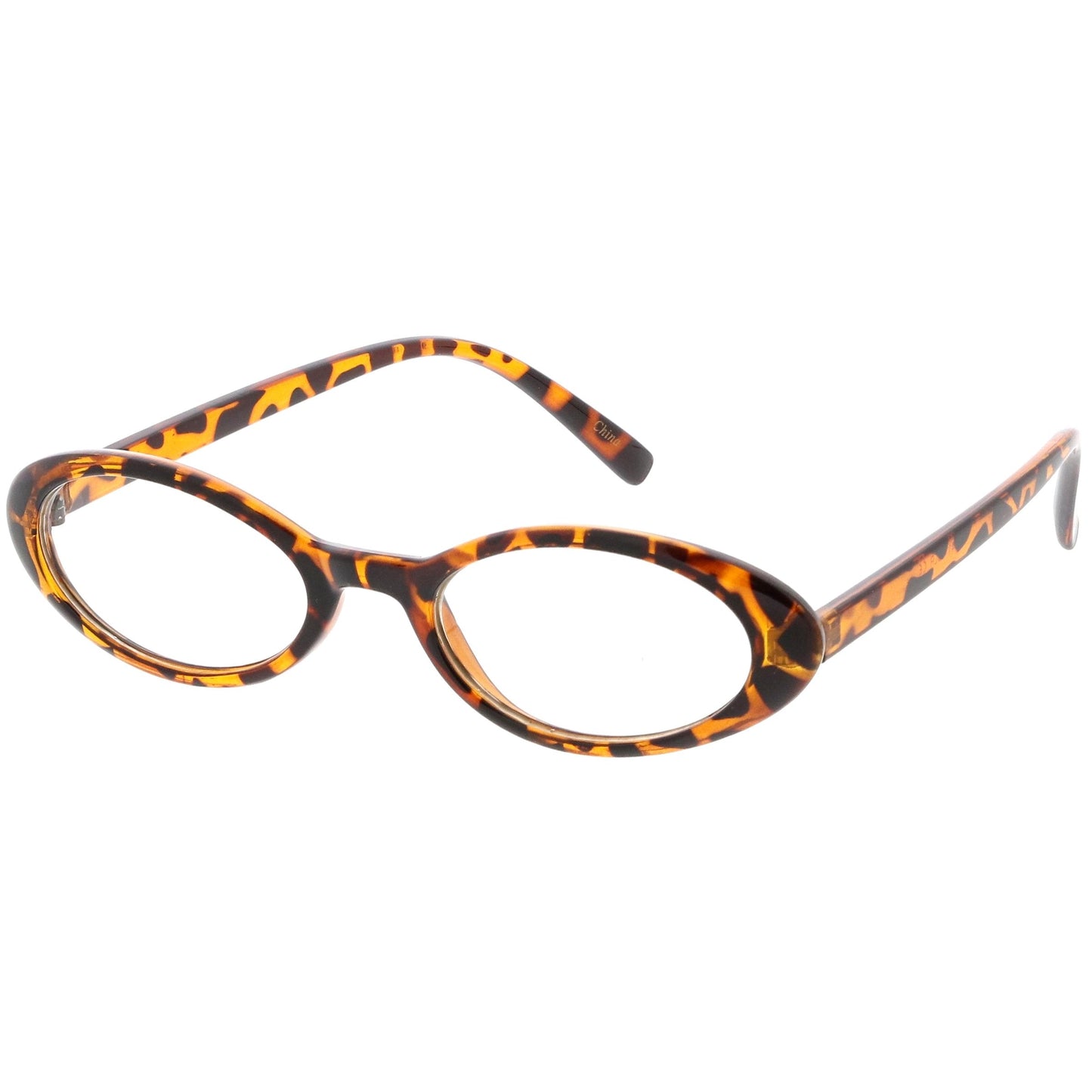 Women's Retro Dapper Small Oval Clear Lens Glasses C704