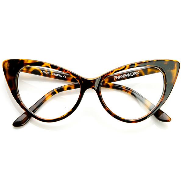 1950's Vintage Mod Fashion Cat Eye Clear Lens Glasses 8435