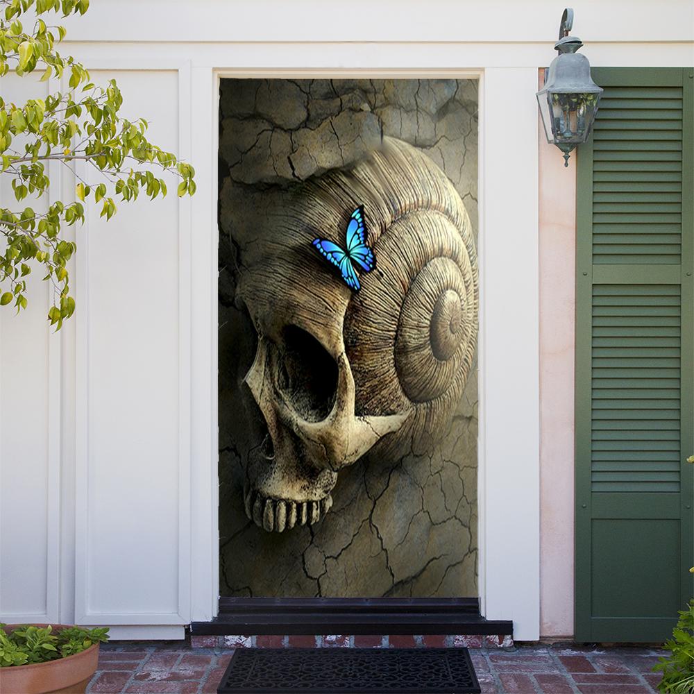 Skull with Blue Butterfly