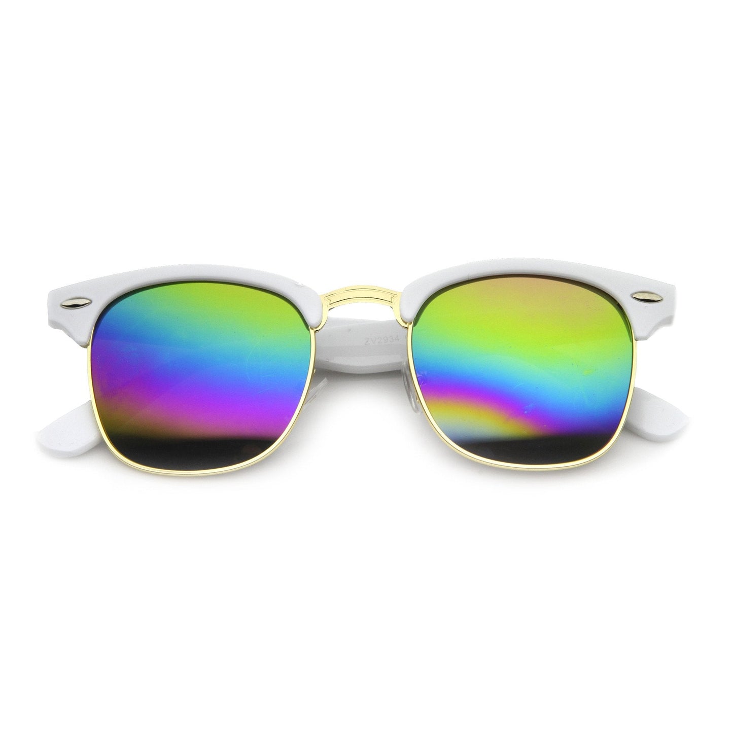 Retro Horned Rim Half Frame Flash Mirror Lens Sunglasses 9309