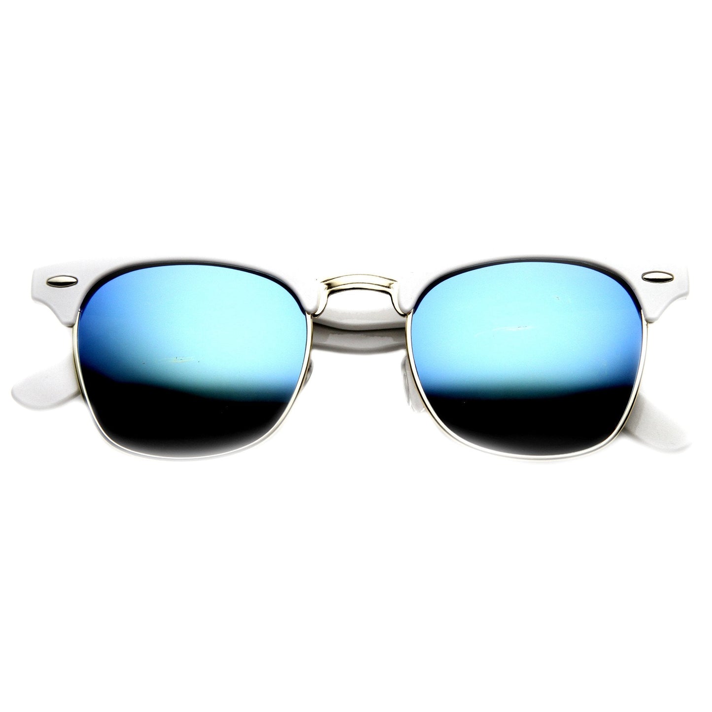 Retro Horned Rim Half Frame Flash Mirror Lens Sunglasses 9309