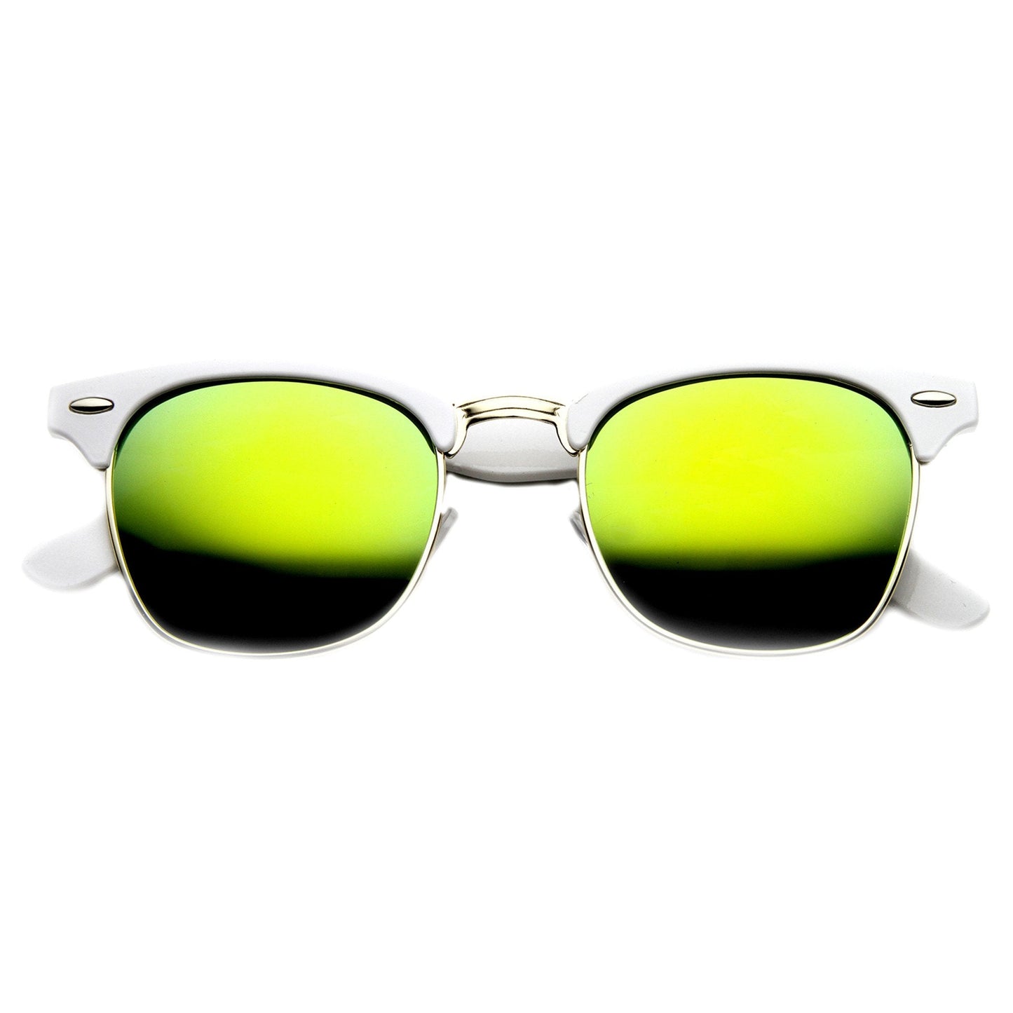 Retro Horned Rim Half Frame Flash Mirror Lens Sunglasses 9309