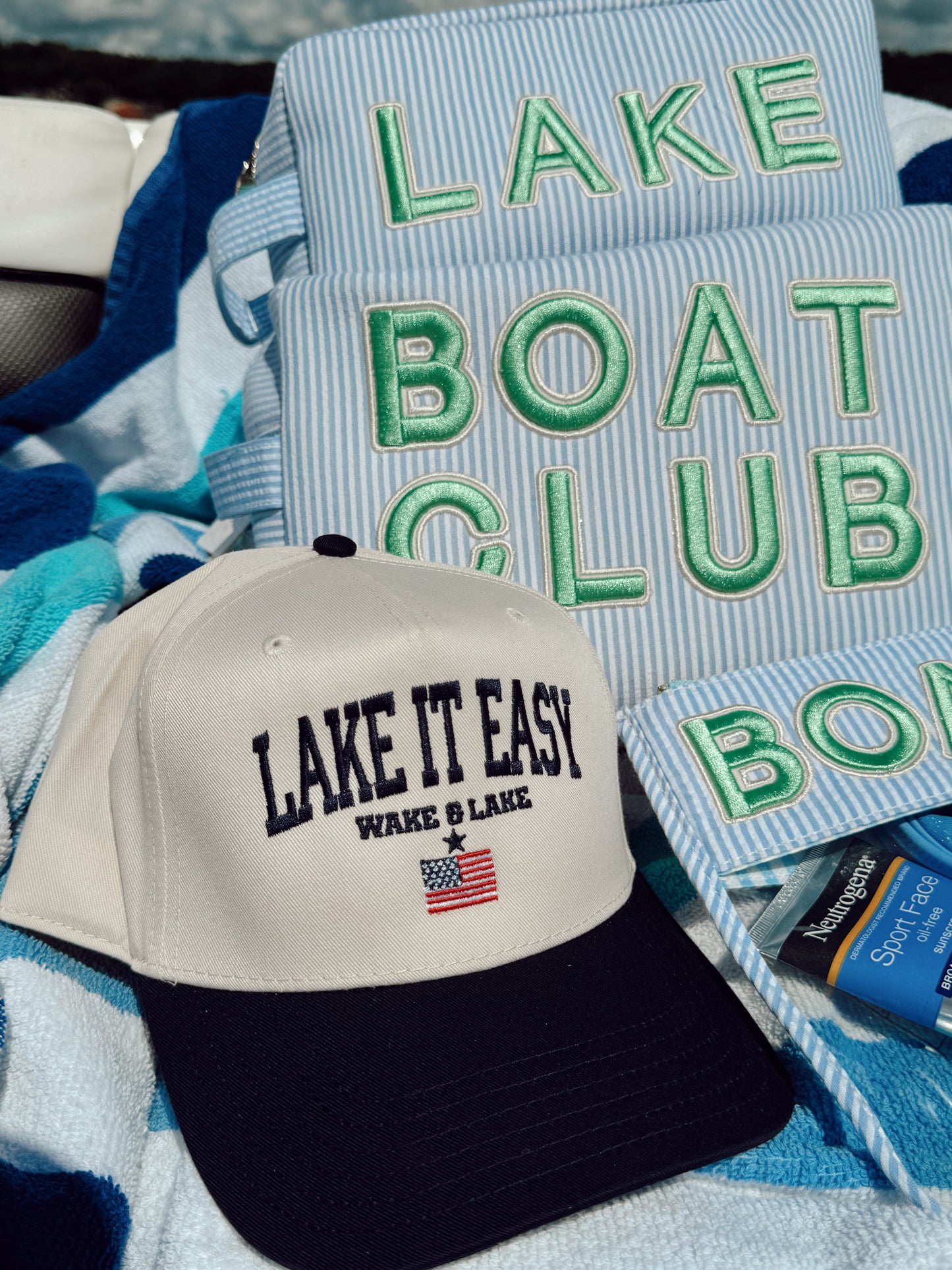 Lake it Easy - Navy Vintage Trucker Hat - PREORDER